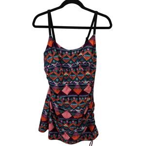 Women's One piece swimsuit bathing suit Multicolored size 12 Dress Skirt NWT